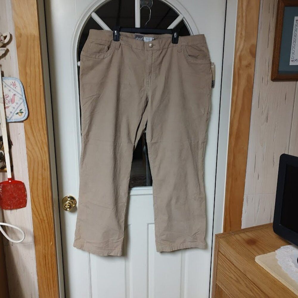 New Izod Military Chic Khaki Worn Out Wash Bootcut Corduroy Pants Women's 20W